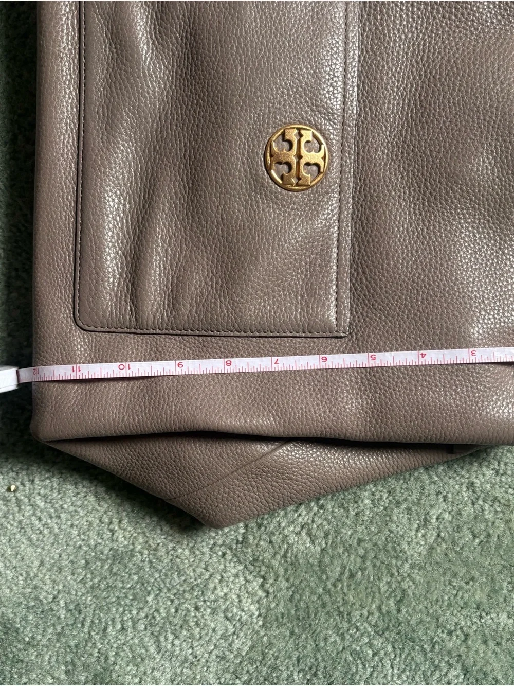 Tory Burch Pebbled Leather Shoulder Bag in Grey